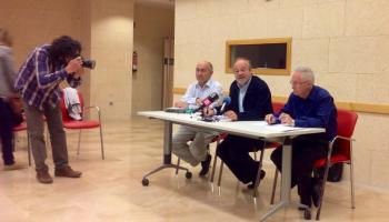 Els representants dels inspectors educatius a una antiga compareixença davant els mitjants.