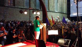 Tortell durant la intervenció al fossar de les Moreres anit a Barcelona. 