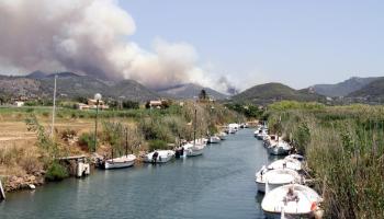 Imatge de l'intens fumeral produït pel foc a terme d'Andratx.