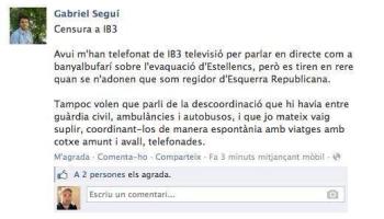 Escrit en el qual el regidor denuncià la 'censura' d'IB3.