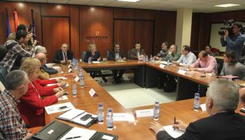 Imatge d'una de les últimes trobades entre els dirigents de la Conselleria i els sindicats.