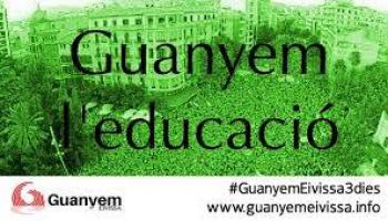 Una de les imatges promocionals de la plataforma, on es veu una instantània de la gran manifestació a favor de l'ensenyament de qualitat i contra el TIL del Govern.