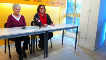 La vicepresidenta d'Esquerra, Cathy Sweeney i la secretària d'Organització, Maria de Lluc Bauzà. 