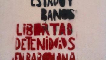 Missatge que ha aparegut a una de les parets de la casa pairal de Joan Alcover i Maspons.