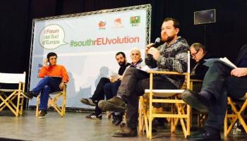 David Abril, diputat de MÉS, ha participat aquest cap de setmana en el I Fòrum del Sud d'Europa per donar suport a Syriza de cara a les eleccions d'aquest diumenge.