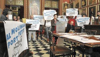 El saló de plens s'omplí de missatges que reclamen una reforma del port respectuosa amb l'entorn.