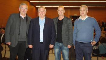 Font, Monjo, Melià i Pastor durant la presentació del candidat a la batlia. 