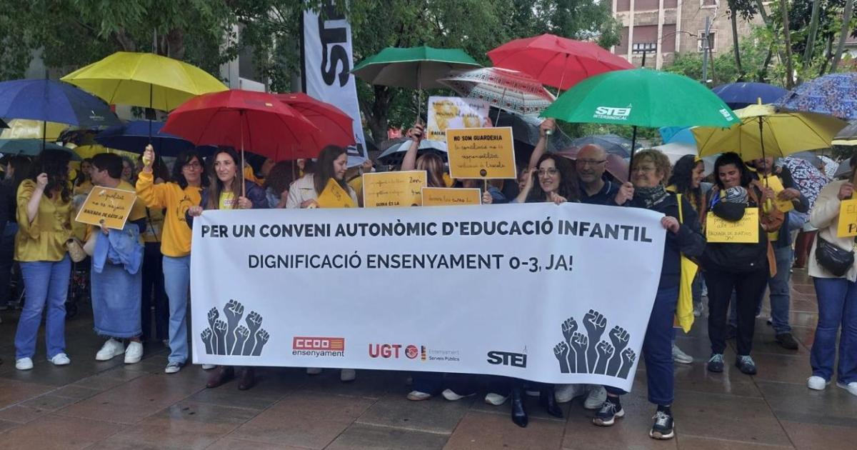 Educació 0-3: 70% de participació a la vaga i centenars de manifestants sota la pluja